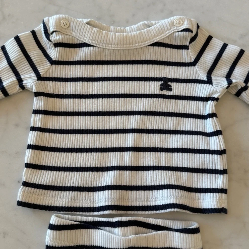 GAP Baby Black White Striped Ribbed Set 0–3M